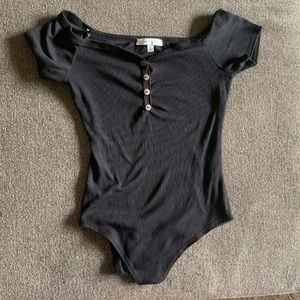 Black ribbed bodysuit
